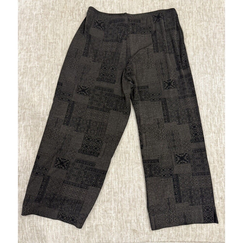 Travelers Chico's Pants Black / Brown Elastic Waist Crop Capri Pullons XL (3)